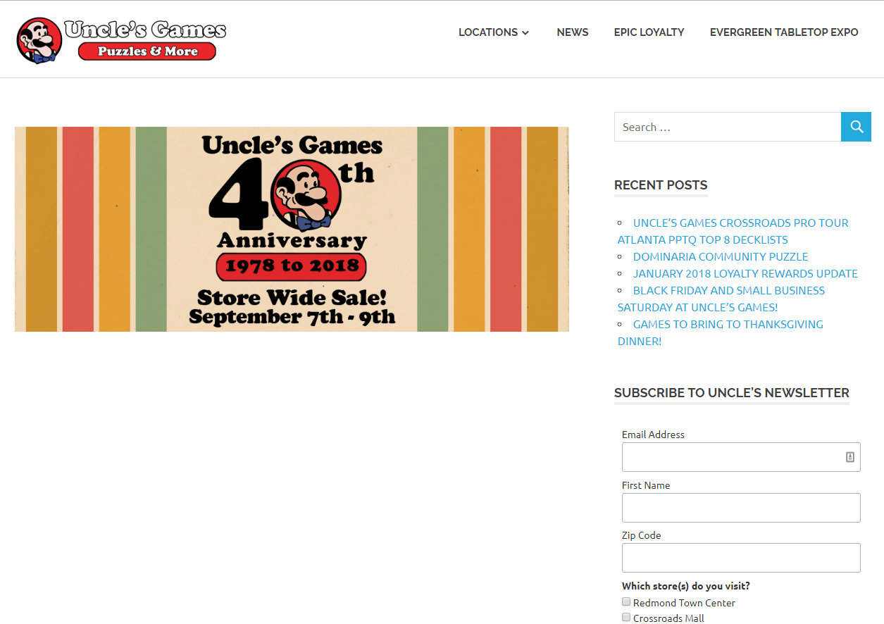 Uncle's Games Homepage